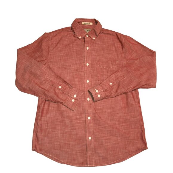 RED BUTTON DOWN SHIRT SZ S REG L.L. BEAN BURNT RED TRADITIONAL FIT COTTON MENS - Picture 1 of 5